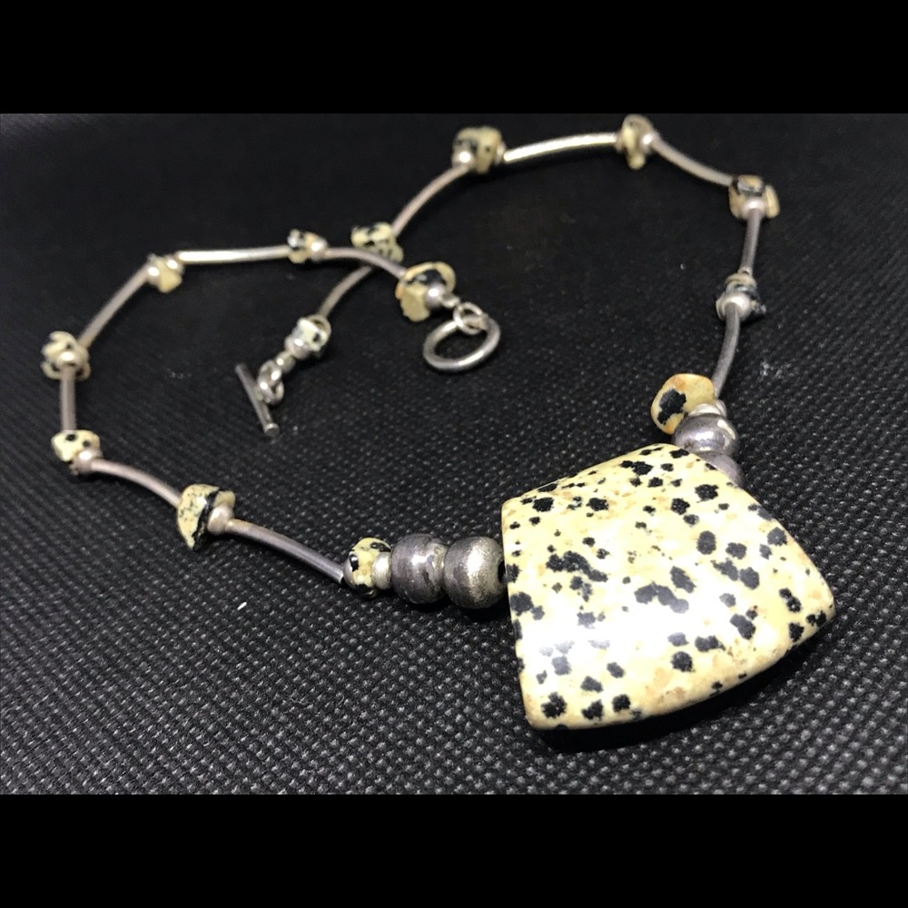 925 SS chain & Dalmatian jasper pendant